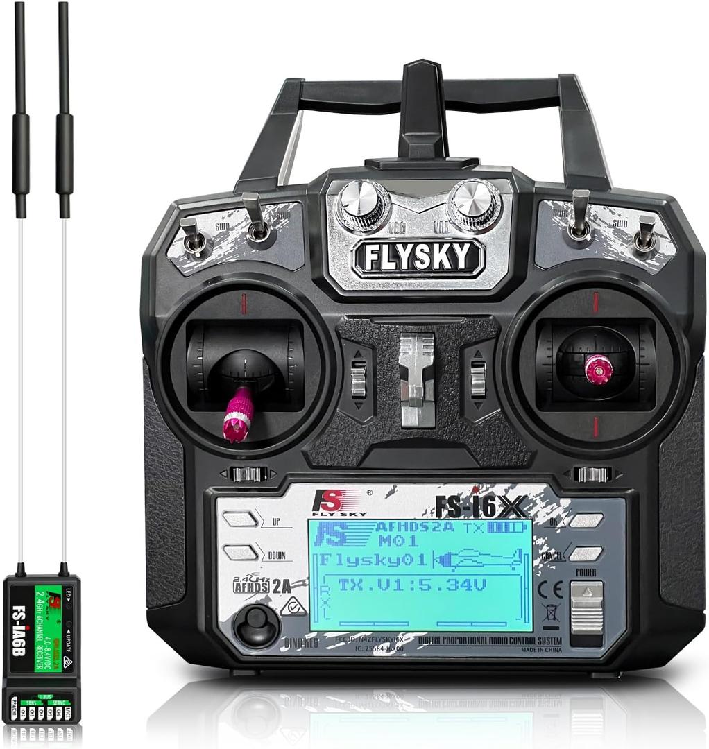HAWK'S WORK FS-i6X 10 Ch Transmitter, 2.4GHz RC Controller with FS-iA6B Receiver for Drone Multirotor Airplane Helicopter Car Tank Boat (i6X+ iA6B)