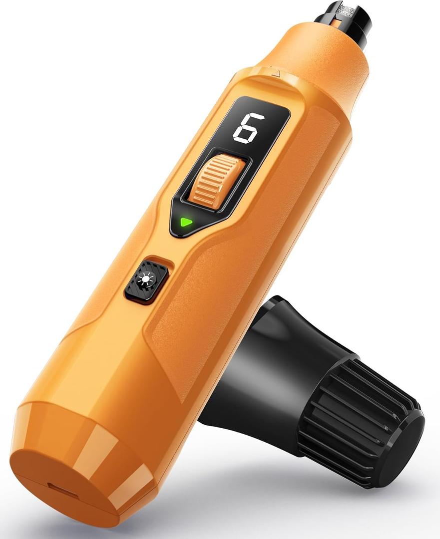 7-Speed Dog Nail Grinder with LED Light  Ultra Quiet Electric Pet Nail Trimmer for Large Dogs & Cats  Professional Grooming Tool with Dust Collector, One-Hand Speed Control & Instant Stop Safety (Orange)