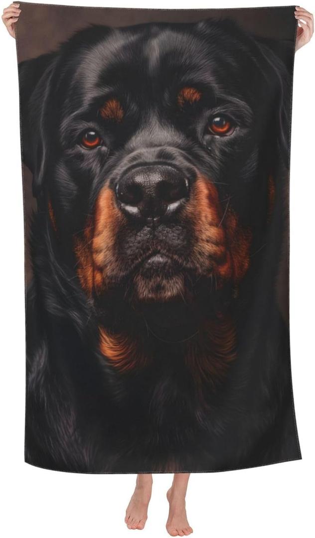 Rottweiler Beach Towel Dog Sand-Free Microfiber Bath Towel Ultra Soft Quick Dry Pool Towel Absorbent Towel Lightweight Towel Gifts for Outdoor Bathroom Swimming Decor 31inx51in