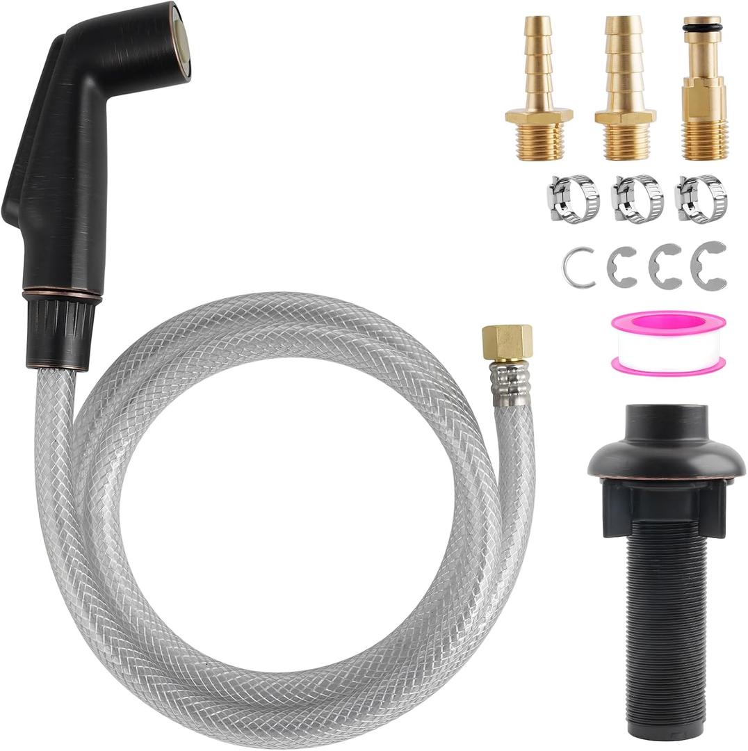 Kitchen Faucet Sprayer Attachment/Hose/Holder Set Universal Fit Compatible with Moen/Delta Faucet Sprayer Replacement, Kitchen Sink Side Sprayer Head, Oil Rubbed Bronze