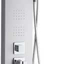 VEVOR Shower Panel Tower System with Rainfall Waterfall Shower Head, LED, 53 in Brushed Stainless Steel Shower Column, 5-Function Faucet, Wall-Mount Rain Massage System, with Handheld and Tub Spout