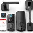 Hornbill WiFi Smart Deadbolt Lock: Front Door Lock Set Keyless Entry with Handle, Smart Locks for Front Door, Alexa Compatible, Fingerprint Keypad Deadbolt, Touchscreen,App Remote Control, Matte Black