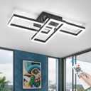 Modern Led Ceiling Light Fixtures, Black Flush Mount 3-Square Ceiling Light with Remote Control&APP, Dimmable, 40W Acrylic for Bedroom, Kitchen, Dining Room