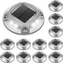 VOLISUN Solar Driveway Lights Dock Deck Lights 12 Pack,2 Colors in 1 Led IP67 Waterproof Outdoor Warning Step Lights for Driveway Sidewalk Pathway (White/Blue)