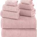 REDKISS Pink Microfiber Bath Towels Set 8 Piece - 70x35 Inches Bathroom Towels of 8 Large, Oversized Bath Towel with 2 Hair Towel Wrap, Highly Absorbent Soft Shower Towels for Bathroom, Hotel, Gym