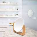 YEAKE Vanity Makeup Mirror with Natural Bamboo Stand, 8 Inch Double Sided 3X Magnification Swivel Mirror for Bathroom & Desk