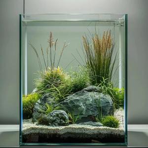 Vimvins 2 Gallon Glass Fish Tank, Easy to Maintain Small Aquarium for Betta/Snails/Shrimp and Aquatic Planting.
