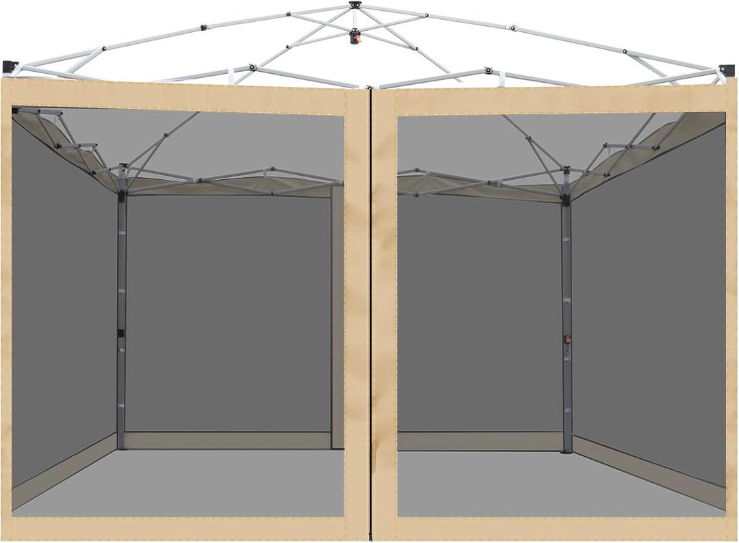 Canopy Mosquito Net for 10x10 Pop up Canopy Gazebo Tent, Replacement Netting Screen Mesh Sidewalls for Patio, Backyard, Camping, Outdoor Use (Net Only,Frame Not Included) (Sand) (Beige)