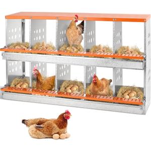 Chicken Nesting Box, 10 Compartment Nesting Boxes for Chicken Laying Eggs, Metal Chicken Laying Boxes with Roll Away Egg Collection, Heavy Duty Chicken Coop Nest Box