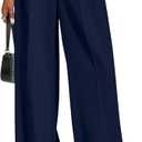 PRETTYGARDEN Womens Wide Leg Dress Pants 2026 Business Casual Flowy Work Palazzo Pants High Waisted Slacks Trousers (Medium, Navy)