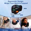jiaao Travel Pillow Memory Foam Neck Pillow for Airplanes with Adjustable Neck Support, Includes Eye Mask, Earplugs & Storage Bag - Perfect for Flights, Road Trips, and Trains