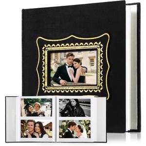 Velvet Photos Album 4x6 Films 300 Pockets Wedding Anniversary Family Photo Album for Family Wedding Anniversary Baby Vacation (Black)