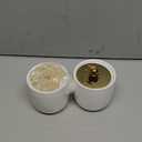 2 Pack Ceramic Qtip Holder Dispenser with Gold Lids, White Apothecary Jars Bathroom Vanity Organizer for Home Decor - Bathroom Canister for Cotton Swabs, Rounds, Balls, Makeup Sponges, Bath Salts