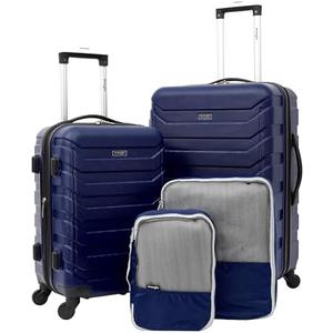 Wrangler 4 Piece Miami Luggage and Packing Cubes Set, Blue