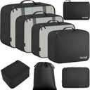 BAGAIL 8 Set Packing Cubes Luggage Packing Organizers for Travel Accessories-Jet Black
