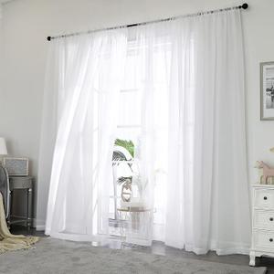 OWENIE White Sheer Curtains 72 Inches Long 2 Panels Set, Transparent Voile Sheer Curtain for Living Room Bedroom Window Sliding Glass Door Treatment, 42 x 72 Inch, White