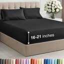 Extra Deep Pocket Cal King Size Sheet Set - 4 Piece Breathable & Cooling Bed Sheets - Hotel Luxury Bedding with 16 to 21 inch Extra Deep Pockets - Soft, Fade and Wrinkle Resistant - Oeko-Tex - Black