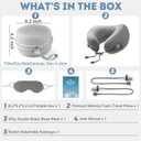 Travel Pillow for Airplanes, Neck Pillow eases Neck and Shoulder Pain on Long Flights, Adaptive Memory Foam Sleep Support, Portable Carry Case, Eye Mask and Earplugs Travel Set(Grey I)