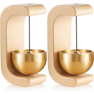 Zonon 2 Pcs Magnetic Wooden Wind Chime Doorbell Decoration Shopkeepers Bell for Door Opening C Shape for Housewarming Gift Refrigerator Room Garden Restaurant (Nature Beech)