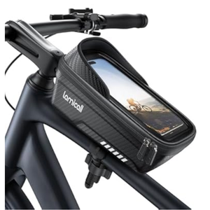 Lamicall Bike Frame Bag Waterproof - [1s Release] [2 in 1] Bike Phone Mount Holder, Bicycle Top Tube Bag, Cycling Pouch with Rain Cover, Bikes Accessories Gifts for Phones Under 7"