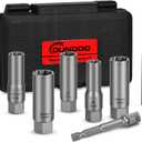 7pcs Bolt Extractor Kit, Stripped Bolt Extractor Set, Deep Long Easy Out Set, Lug Nut Remover Socket Tool for Studs, Damaged, Frozen, Rusted, Rounded-Off Bolts, Nuts