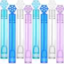 32 Pcs Snowflake Bubble Wand Bulk for Kids, 4 Color Mini Snowflake Party Favor, Valentine's, Goody Bag Stuffers, Classroom Exchange Prizes, Birthday Gift, Pinata, Winter Themed Toy for Girl Boy