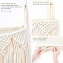 Mkono Macrame Hanging Laundry Hamper with Over The Door Hooks Saving Space Laundry Bag with Zipper and Wide Open Top Boho Decor Hanging Dorm Dirty Clothes Basket, for Bathroom Dorm Home Travel