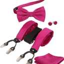 Alizeal Mens Paisley Suspender and Bowtie Hanky Cufflinks | Classic Perfect for Formal Wear Daily Use Special Occasions