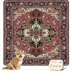 nunubaby Washable Pee Pads for Dogs, Stylish, Non-Slip and Leak-Proof Pee Pads. Reusable Potty Pads for Dogs for Crates and Floors.(Red/Rect, 54" x54" ) (54x54 Inch (Pack of 2))