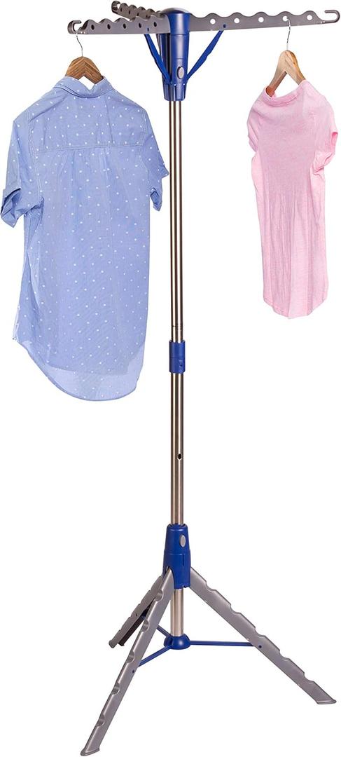 Honey-Can-Do 64-Inch Steel Tripod Clothes Drying Rack, Foldable Collapsible Laundry Stand with 3 Rotatable Arms, Holds 30 Hangers, Space-Saving Indoor Outdoor Air Dry Rack, Blue, 30 lbs