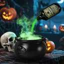 Cauldron Halloween Decor Indoor, Halloween Cauldron Decorations with Magic Floating Potion Bottles & Diffuser, Black Plastic Witches Cauldron Bowl Hocus Pocus Decor for Home Table Mantel Kitchen Room