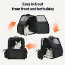 Pet Backpack for Cats & Small Dogs, Collapsible Travel Carrier with Ventilated Mesh, Removable Pad, and Safety Leash, Black