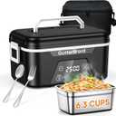 Cordless Electric Lunch Box with Ice Crystal Box, 6.3 Cups Heated Lunch Box for Men with 20000mAh Battery Powered & Scheduled Heating, Portable Rechargeable Food Warmer with Utensil Set