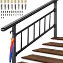 Versatile 4-5 Step Stair Handrails for Outdoor Steps, Adjustable Stair Railings Transitional Exterior Handrails for Step with Hook and Installation Kit