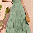 PRETTYGARDEN Women's 2026 Casual Loose Plain Maxi Sundress Smocked Tank Dress Sleeveless Spring Beach Tiered Long Dresses (Green, XL)