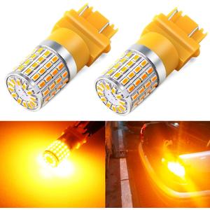 PHINLION 3157 LED Bulb Amber Yellow, Super Bright 3156 4157 3757 3457A LED Blinker Bulbs for Rear Front Turn Signal Parking DRL Side Marker Lights, Non-polarity, Pack of 2
