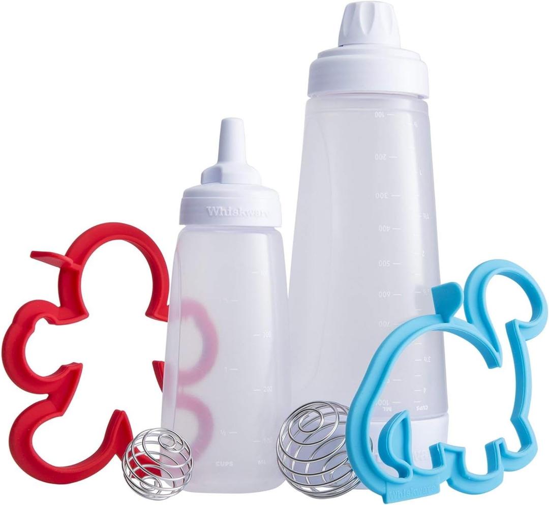 Whiskware Pancake Art Kit with Batter Mixer, Art Bottle, BlenderBall Wire Whisk and 2 Pancake Shapers (Dinosaur)