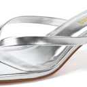 LULLASONG Women's Kitten Heels Sandals Square Open Toe Flip Flop Heels 1.8-2 Inch Heeled Sandals for Women (7.5)