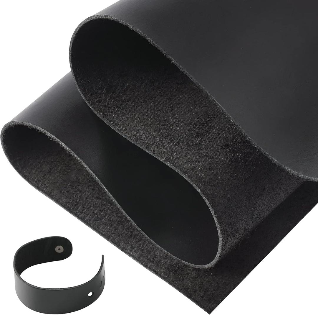 RingSun Genuine Leather Sheets for Leather Craft (2mm), Full Grain Leather for Tooling Craft Sewing(12''X24'', Black)