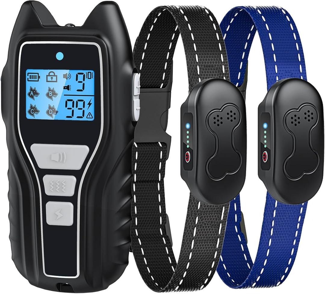 Asrcs Shock Collar for Dogs 2 Dogs (15-120lbs) 2000FT Dog Shock Collar with Remote Control Waterproof Dog Training Collar with Remote 4 Safe Modes Rechargeable Lock Flash Light for All Breeds - Black