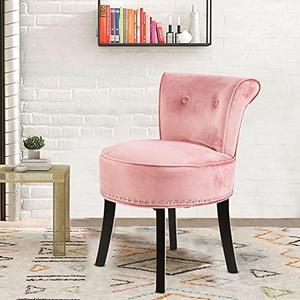 Wisfor Pink Vanity Chairs Stools for Bedroom, Small Makeup Stool Chair Bench with Back