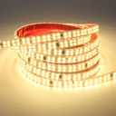 AC 120V Under Cabinet Strip Lighting Plug in 16.4ft Waterproof LED Strip Lights 110V 240LEDs/m 3000K Warm White LED Lights with Adhesive SMD 2835 for Mirror Kitchen Cabinet Living Room Decor