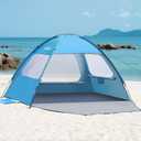 OutdoorMaster Beach Tent for 3/4/6/8 Person - Easy Setup Sun Shade Shelter, Portable Beach Shade Sun Canopy with UPF 50+ UV Protection, Removable Skylight Family Size
