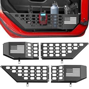 PICURA Metal Front Door Pocket Storage Box for Jeep Wrangler，Door Side Insert Organizer for Jeep Wrangler JL JLU 4XE 2018-2024 & Gladiator JT 2020-2024 Door Storage Expansion Accessories 2PCS, Flag