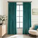 Pinch Pleated Teal Velvet Curtains 84 inch Length 2 Panel Set for Living Room Soft Modern Elegant Plush Velvet Luxury Fabric Room Darkening Window Drapes Thermal Insulated Bedroom Curtain Peacock Blue