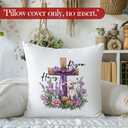 LRyeisahh He is Risen Easter Christian Throw Pillow Covers, Spring Flower Religious Easter Lamb Decorative Pillowcases Cushion Cases for Church Home Bedroom Living Room Decor, 18x18 Pillow Covers