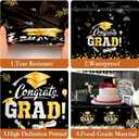 2026 Graduation Party Decorations Set,Graduation Tablecloth & Congrats Grad Banner, Black Gold Graduation Decorations 2026, Class of 2026 Graduation Party Supplies