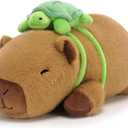 SQEQE Weighted Stuffed Animals Capybara Plush, Weighted Capybara Stuffed Animals with Turtle Backpack, Soft Pillow Toy for Kids Adults, Valentines Gifts, Birthday Presents 13.8 Inch, 1.7 Lbs