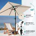 AreShark 6.5' x 10' Rectangular Patio Umbrellas for Outdoor, Outdoor Table Umbrella, Large Outdoor Patio Umbrellas with 6 Sturdy Ribs for Pool, Garden, Deck & Market (Cream-White)
