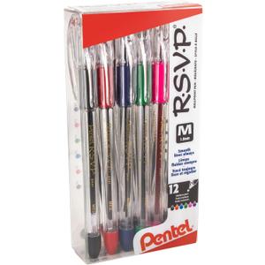 Pentel RSVP Ballpoint Pen, (1.0mm), Medium Line, Mixed Colors (BK91PC12M) (Pack of 1, 12 Count Total)